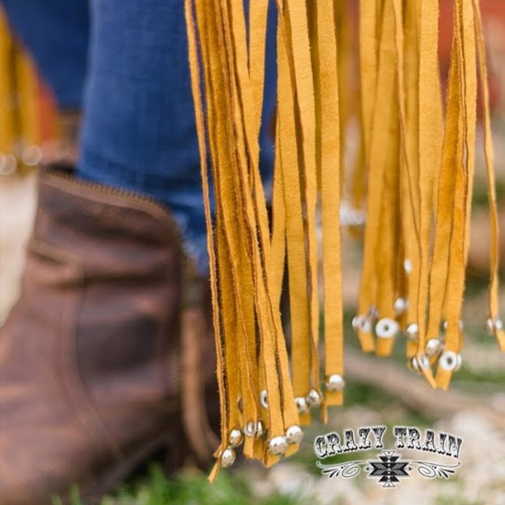 Mustard Studded Fringe Duster - Plus Size